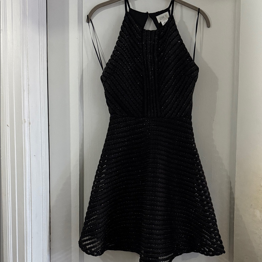 Sienna Sky Black Textured Mini Dress